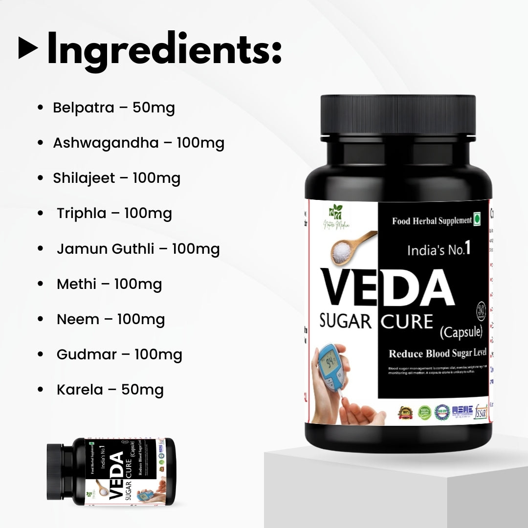 Veda Sugar Cure Capsules - 30 Caps